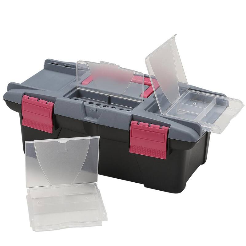 Kit de herramientas para el hogar Apollo de 53 piezas con caja de herramientas en rosa - DT9773P