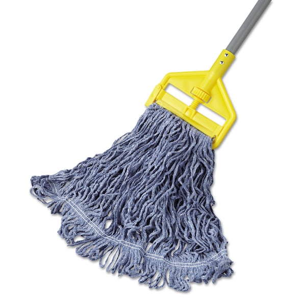 Trapo trapeador húmedo con bucle Rubbermaid Commercial de 1 pulgada, azul, algodón/sintético, paquete de 6, FGD21206BL00 - FGD21206BL00