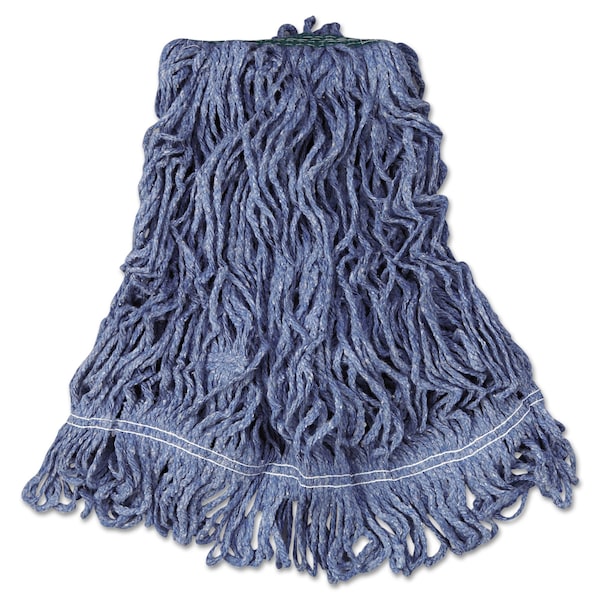 Trapo trapeador húmedo con bucle Rubbermaid Commercial de 1 pulgada, azul, algodón/sintético, paquete de 6, FGD21206BL00 - FGD21206BL00