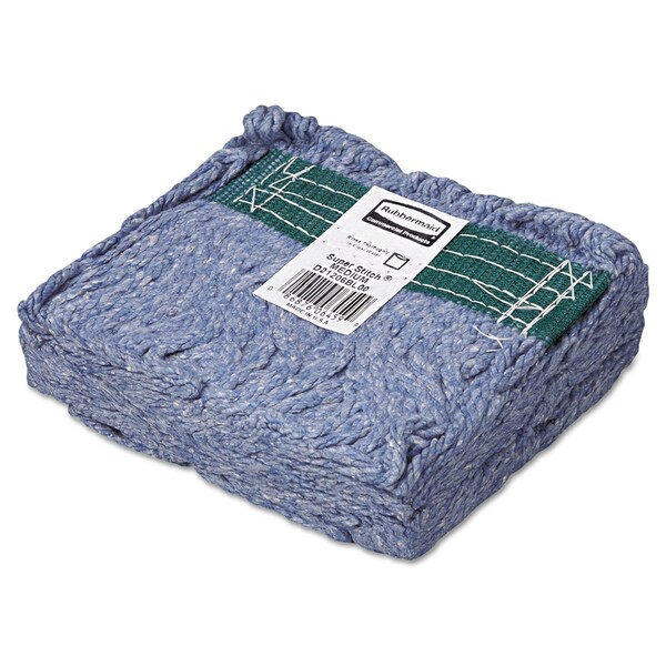 Trapo trapeador húmedo con bucle Rubbermaid Commercial de 1 pulgada, azul, algodón/sintético, paquete de 6, FGD21206BL00 - FGD21206BL00