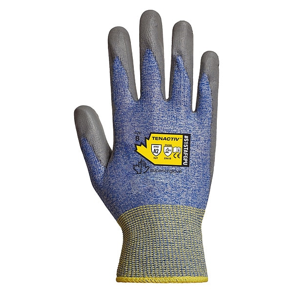 Guantes tejidos Superior Glove, Nivel de corte A3, 15 ga, Azul/Gris, 9 - S15TAFGPU-9