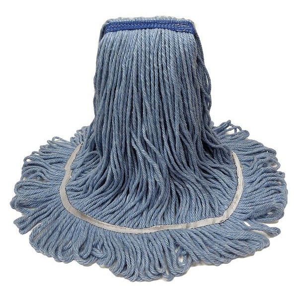 Trapo de trapear húmedo Tough Guy 1-1/4 in, peso seco 18 oz, conexión deslizable, extremo en bucle, azul, algodón - 30LU84
