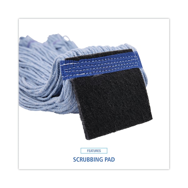 Trapo para trapeador Unisan 1.25 in de extremo atado, azul, algodón/sintético, paquete de 12 - UNS 902BL