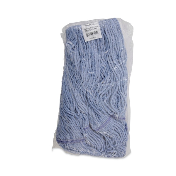 Trapo para trapeador Unisan 1.25 in de extremo atado, azul, algodón/sintético, paquete de 12 - UNS 902BL