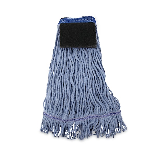Trapo para trapeador Unisan 1.25 in de extremo atado, azul, algodón/sintético, paquete de 12 - UNS 902BL