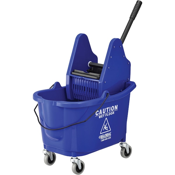 Cubo de trapeador y exprimidor combinado Global Industrial, azul, de plástico - 260595BL