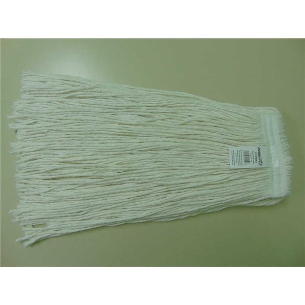 Cabezal de trapeador de extremo cortado de rayón blanco de 24 onzas, 1 pulgada, 4 dobleces, con banda para la cabeza, Renown, paquete de 6 - RM-30024HP