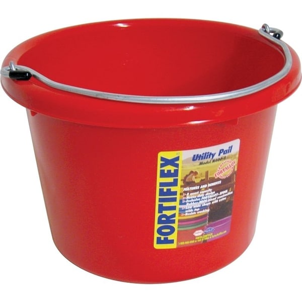 Cubeta de uso general Fortex Fortiflex, Volumen de 8 qt, Polímero de goma Fortalloy, Roja - N4008R