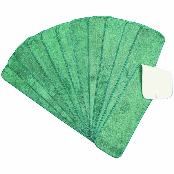 Trapeador húmedo plano de microfibra Monarch Brands - 24 pulgadas - Verde, paquete de 12 - PNP830024G