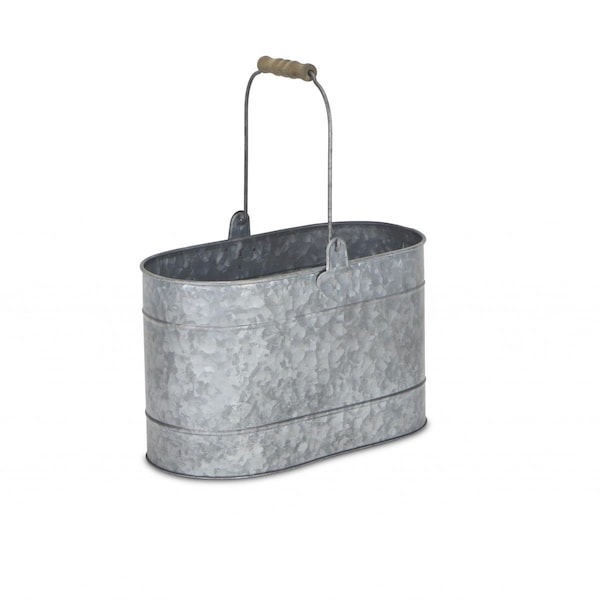 Balde de metal galvanizado plateado para granja Palacedesigns 7.25 x 12 x 5.5 pulgadas - PA2476094