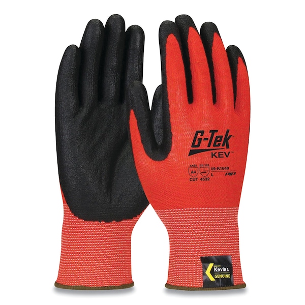 Guantes de Kevlar G-Tek KEV Hi-Vis sin costuras, tamaño mediano, rojo/negro PR - 09-K1640/M