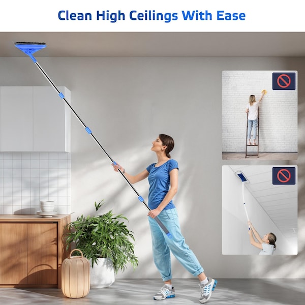 Trapo de pared Dsv Standard de 77 pulgadas, limpiador 3 en 1 con escobilla, giro de 360 grados, almohadillas multi-superficie - 87004