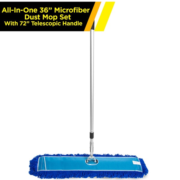 Juego de trapeador de polvo de microfibra todo en uno Gritt Commercial de 36'' con 72 asa telescópica - GRI174-36-T-4PK-ZORO