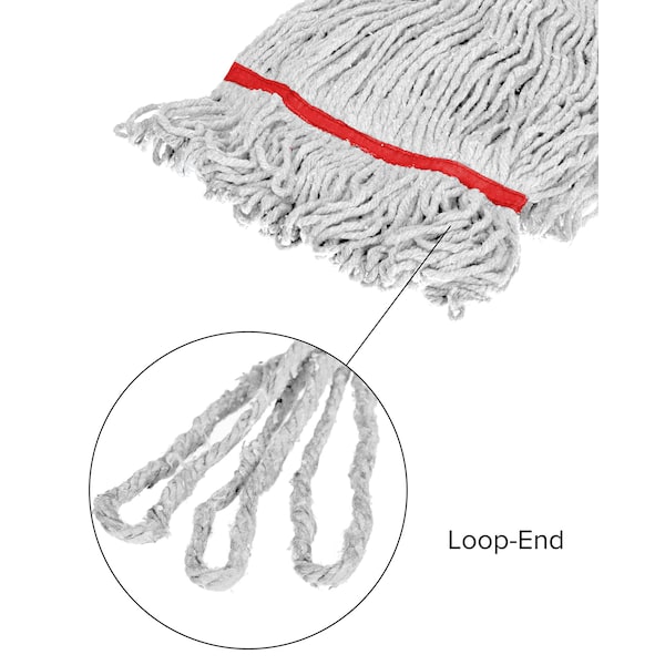 Cabeza y Cola de Trapeador de Algodón de 5 pulgadas con Remate de Banda Loop Alpine Industries, Rojo, 16oz, 3 Piezas - ALP301-01-5R-3PK