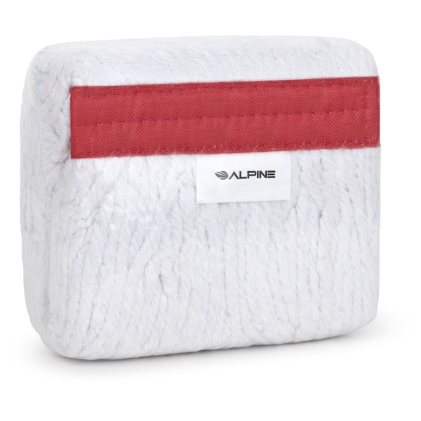 Cabeza y Cola de Trapeador de Algodón de 5 pulgadas con Remate de Banda Loop Alpine Industries, Rojo, 16oz, 3 Piezas - ALP301-01-5R-3PK