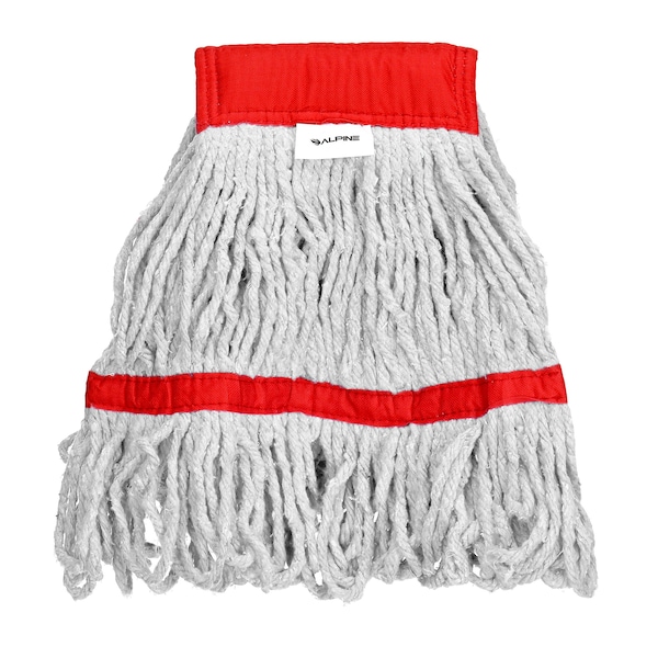 Cabeza y Cola de Trapeador de Algodón de 5 pulgadas con Remate de Banda Loop Alpine Industries, Rojo, 16oz, 3 Piezas - ALP301-01-5R-3PK