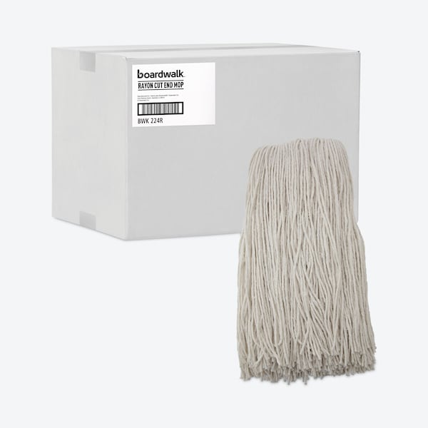 Trapo trapeador Unisan de extremo cortado, mojado, blanco, rayón, paquete de 12, 224R - 224R