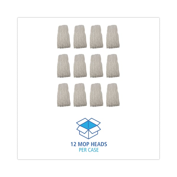 Trapo trapeador Unisan de extremo cortado, mojado, blanco, rayón, paquete de 12, 224R - 224R