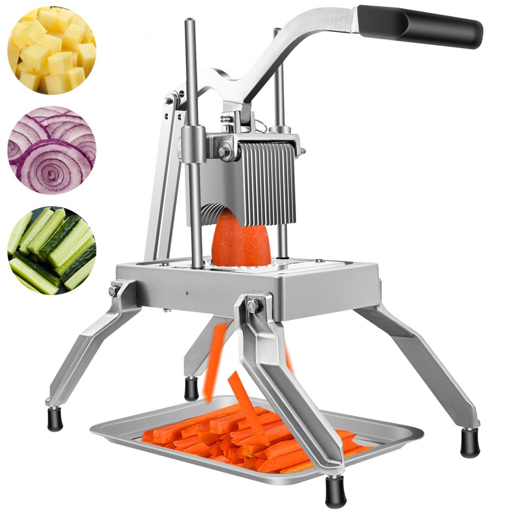 VEVOR Commercial Vegetable Fruit Dicer 3/16" Blade Onion Cutter Heavy Duty Stainless Steel Removable and Replaceable Kattex Chopper Tomato Slicer with Tray Perfect for Pepper Potato Mushroom - QPJDGNSD3-16YC001V0