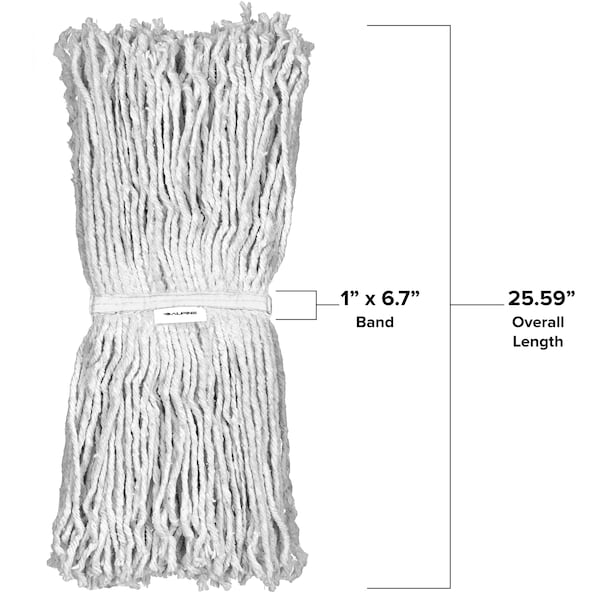 Cabeza de trapeador de algodón de 16 oz con corte de banda de 1 pulgada de Alpine Industries - ALP300-01-1W