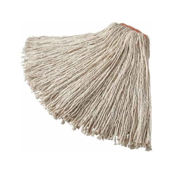 Mopa Húmeda con Cordón de 1 pulgada Rubbermaid Commercial, Peso Seco de 28 oz, Conexión Deslizante, Extremo Cortado, Blanco, Algodón/Sintético, Paquete de 12 - FGF51800WH00