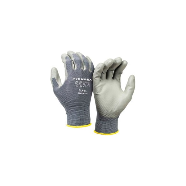 Guantes de Látex con Recubrimiento de Poliuretano Pyramex, Serie GL401, Tamaño Chico - Paquete de 12 - GL401S