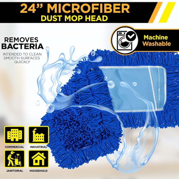 Cabecera de almohadilla de trapeador de polvo de microfibra en bucle Gritt Commercial 24 - GRI182-24-12PK-ZORO