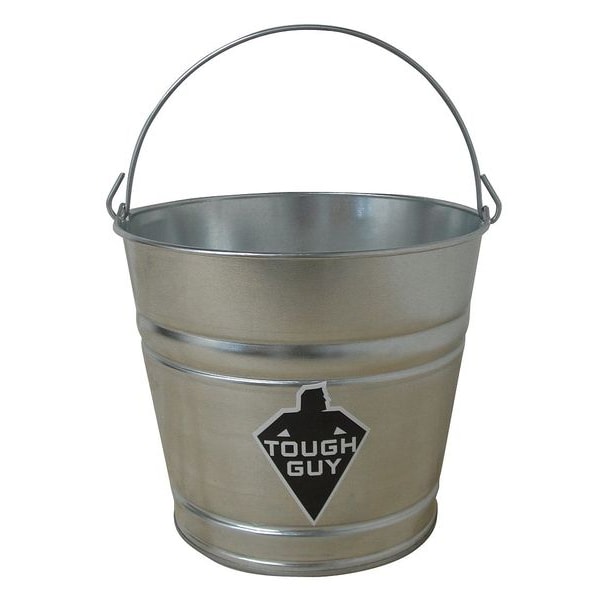 Cubeta redonda de 2 galones Zoro Select, 9 pulgadas de altura, 10 pulgadas de diámetro, color plata, acero galvanizado - 2MPE5
