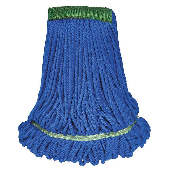 Cabeza de trapeador Tough Guy 5 pulgadas, 16 oz de peso seco, conexión de cambio rápido, extremo con bucle, azul, microfibra - 6DML9