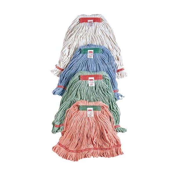 Fregona húmeda con cordón de 1 pulgada Rubbermaid Commercial, 16 oz de peso en seco, conexión deslizable, extremo con bucles, color rojo, algodón/sintético - FGD21206RD00