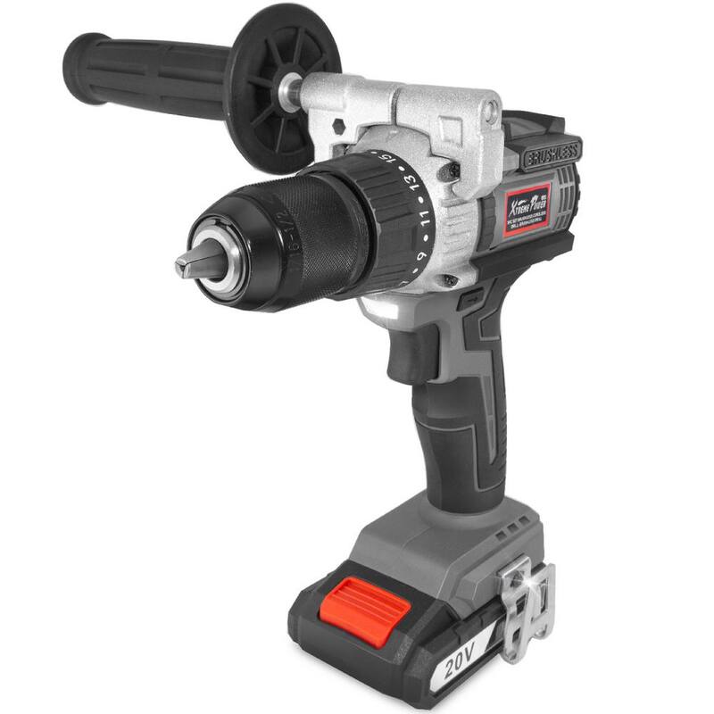 XtremepowerUS Taladro destornillador inalámbrico Brushless de 20 voltios máximo de iones de litio con batería de 2 Ah y bolsa - 47506-H