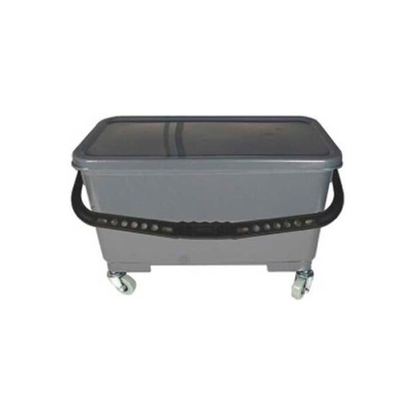 Balde para trapeador de microfibra de 6 galones Hospeco Microworks para trapeadores planos de 18 pulgadas, color gris - 2505-MFBT-6GY