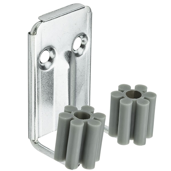 Cuelga escobas doble de acero plateado con recubrimiento de zinc National Hardware de 1.38 pulgadas, capacidad de 5 lb, paquete de 2 - N112-018