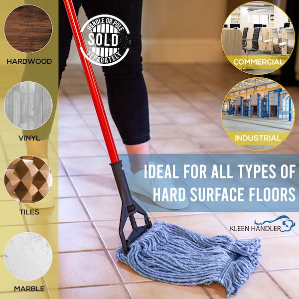 Recambio de trapeador húmedo resistente de 24 onzas Kleen Handler, en azul, para una limpieza comercial y doméstica superior - KHES-LEM-BD-BL-24-1