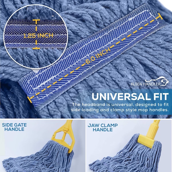 Recambio de trapeador húmedo resistente de 24 onzas Kleen Handler, en azul, para una limpieza comercial y doméstica superior - KHES-LEM-BD-BL-24-1