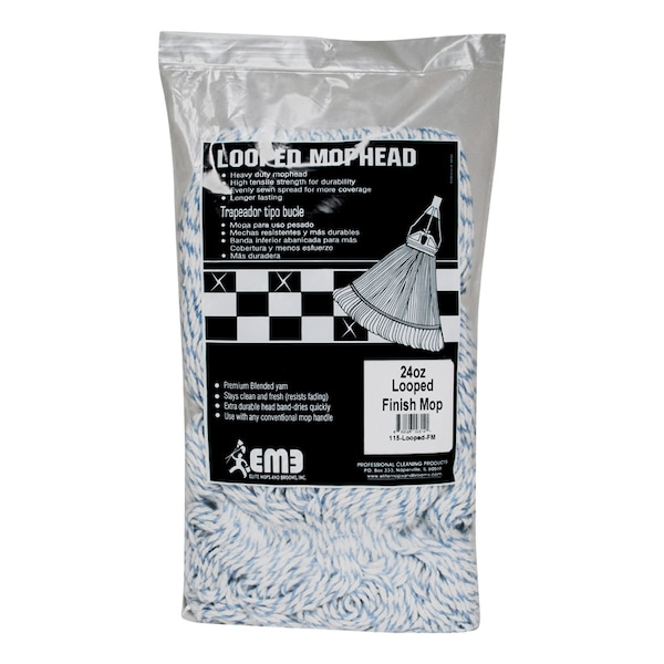 Recarga de trapeador Elite Mops and Brooms de 24 oz. de algodón/sintético en bucle 1 pz - 115-LOOPED-FM