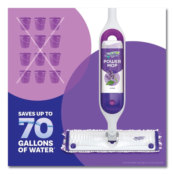 Paquete de Recarga de Solución y Almohadillas Swiffer PowerMop, Lavanda, 25.3 oz Botella y 5 Almohadillas por Paquete, 4PK - 80734047