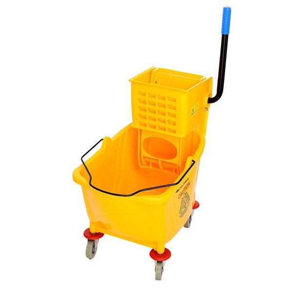 Cubeta y Escurridor Lateral con Prensa de Alpine Industries de PVC, 36 Qt, Amarillo - ALP462-MK