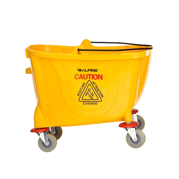 Cubeta y Escurridor Lateral con Prensa de Alpine Industries de PVC, 36 Qt, Amarillo - ALP462-MK