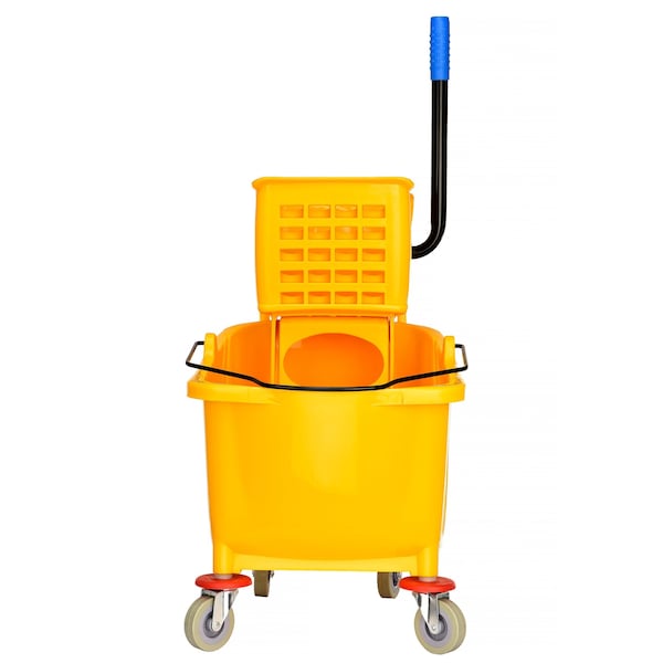 Cubeta y Escurridor Lateral con Prensa de Alpine Industries de PVC, 36 Qt, Amarillo - ALP462-MK