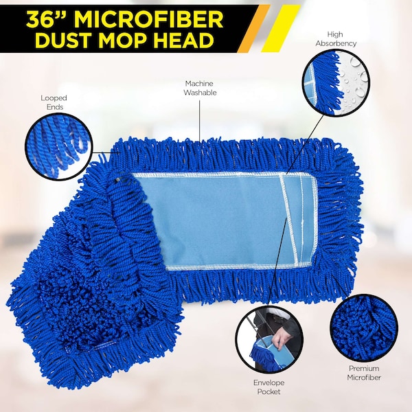 Cabeza de trapeador de polvo de microfibra con lazo Gritt Commercial 36 - GRI182-36