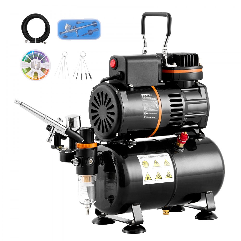 VEVOR Airbrush Kit, Dual Fan Air Tank Compressor System Kit with 3.5L Air Storage Tank, Air Brush Set with 0.3 mm Tip Airbrush, Holder, Color Mixing Wheel, Cleaning Brush Set, Art Nail Cookie Tattoo - JCBTZ2GMGYQG7PG82V1