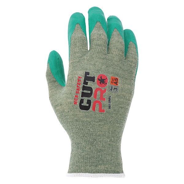 Guantes recubiertos Mcr Safety, Nivel de corte A6, 13 ga, Gris/Verde, S - 9813NFS