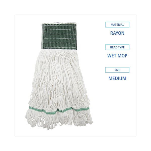 Mopa húmeda de 5 pulgadas con extremo en bucle Boardwalk, color blanco, de rayón, paquete de 12, modelo BWKSP200M14DZ - BWKSP200M14DZ