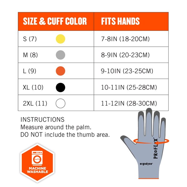 Protección para manos Proflex By Ergodyne ANSI A2 recubiertos con PU, guantes antisalpicaduras, azules, tamaño XXL - 7025