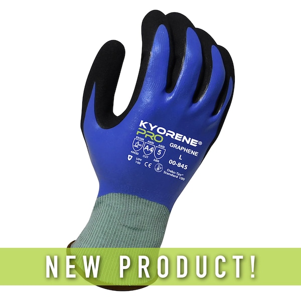 Kyorene Pro 18g Gris Grafito A4 Forro con Microespuma HCT Negra y Recubrimiento de Palma de Nitrilo (XXL) Guantes PK - 00-845 (XXL)