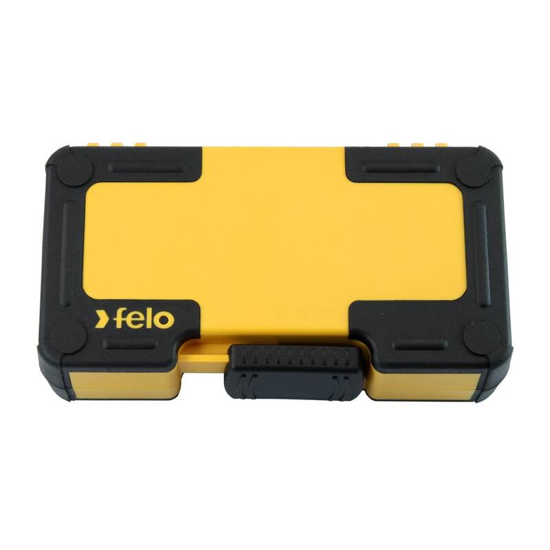 Juego de herramientas múltiples Felo R-GO de trinquete Ergonic de 1/4 de pulgada con puntas en milímetros y pulgadas (27 piezas) - 057 827 06.
