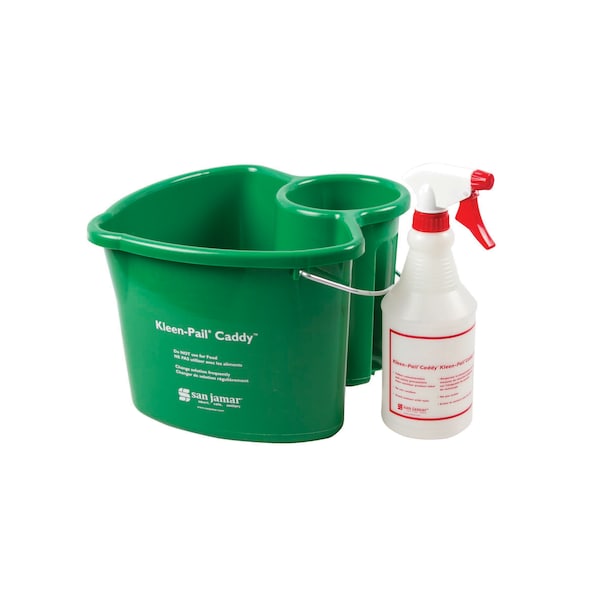 San Jamar San Jamar Kleen-Pail Caddy 1, Caddy Verde y 1 Botella de Rociador - KP500