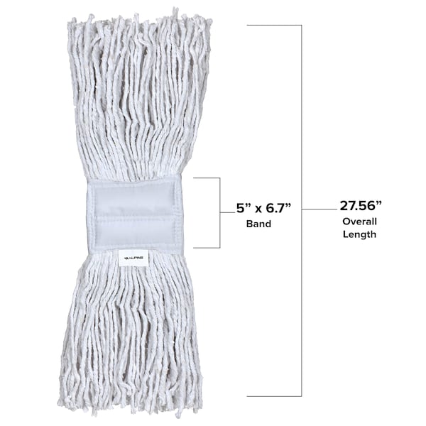 Cabeza de trapeador de algodón de 24 oz de corte de banda de 5 pulgadas de Alpine Industries - ALP300-02-5W