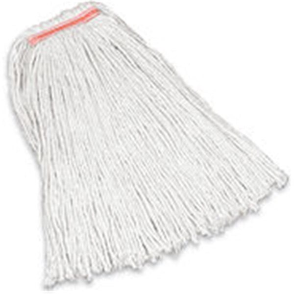 Mop Head de Algodón Premium de Banda Naranja de 16 oz. de Rubbermaid Commercial Products para Trabajo Pesado para usar en el Hogar - Blanco - 1 pulgada - EA2770271